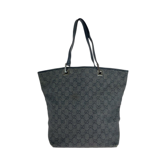 14299
GUCCI グッチ ブラック 黒 シルバー金具 GGキャンバス / レザー 31243 トートバッグ ショルダーバッグ  レディース