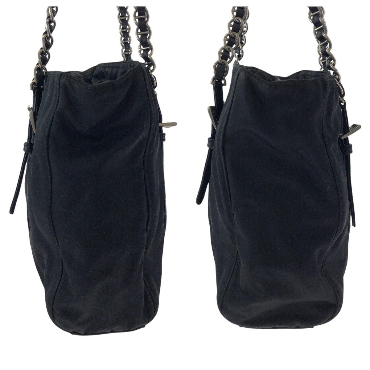 14300
PRADA プラダ ヴィンテージ テスート 三角ロゴプレート ブラック 黒 シルバー金具 ナイロン B7222 チェーンショルダーバッグ トートバッグ  レディース