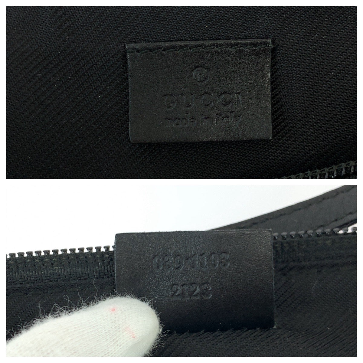 14302
GUCCI グッチ ベージュ ブラック ゴールド金具 GGキャンバス ハンドバッグ アクセサリーポーチ  レディース