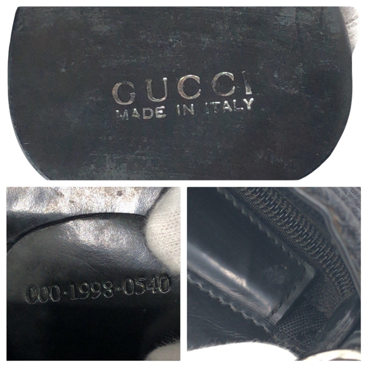 GUCCI グッチ バンブー ブラック 黒 ポリエステル 000 1998 ハンドバッグ トートバッグ  レディース ABP29