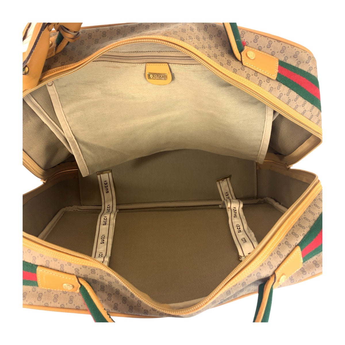 13843
GUCCI グッチ ヴィンテージ オールドグッチ シェリーライン マイクロGG ベージュ マルチカラー ゴールド金具 GGキャンバス ボストンバッグ ハンドバッグ トラベルバッグ 男女兼用  レディース