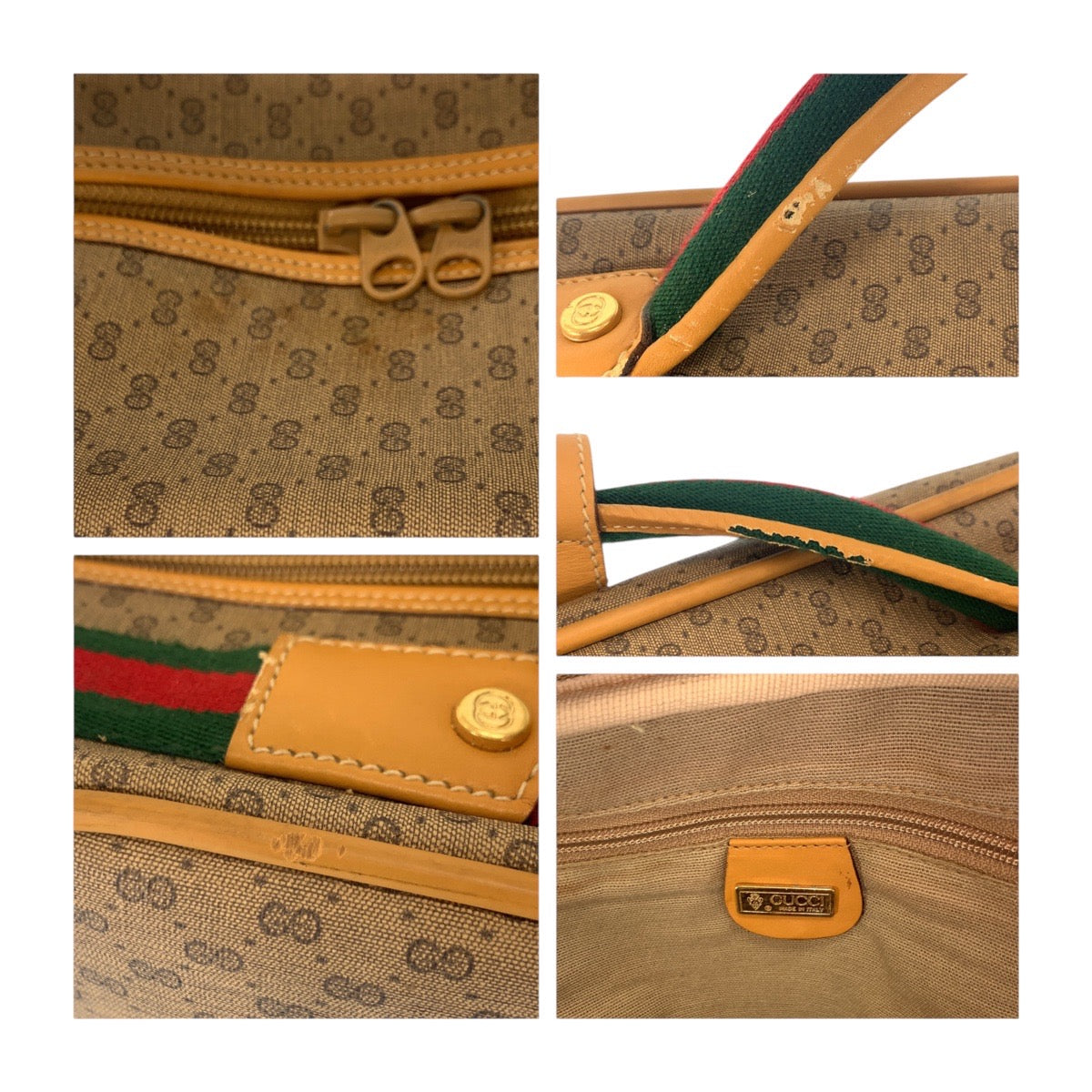 13843
GUCCI グッチ ヴィンテージ オールドグッチ シェリーライン マイクロGG ベージュ マルチカラー ゴールド金具 GGキャンバス ボストンバッグ ハンドバッグ トラベルバッグ 男女兼用  レディース