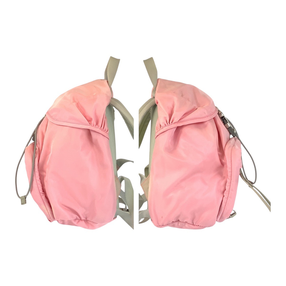 13844
PRADA プラダ テスート 三角ロゴプレート ピンク グレー シルバー金具 ナイロン バックパック リュック  キッズ