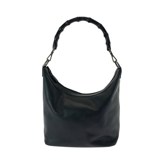 13845
GUCCI グッチ バンブー ブラック 黒 シルバー金具 レザー 010 0531 ワンショルダーバッグ 肩掛け ホーボー  レディース