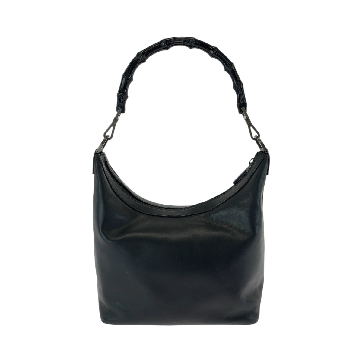 13845
GUCCI グッチ バンブー ブラック 黒 シルバー金具 レザー 010 0531 ワンショルダーバッグ 肩掛け ホーボー  レディース
