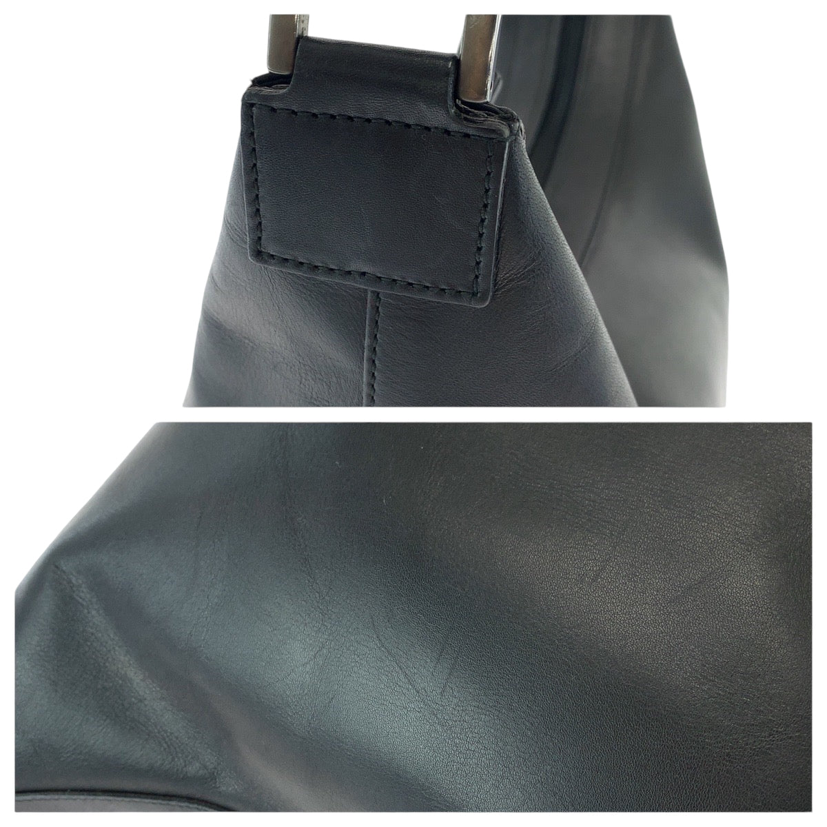 13845
GUCCI グッチ バンブー ブラック 黒 シルバー金具 レザー 010 0531 ワンショルダーバッグ 肩掛け ホーボー  レディース