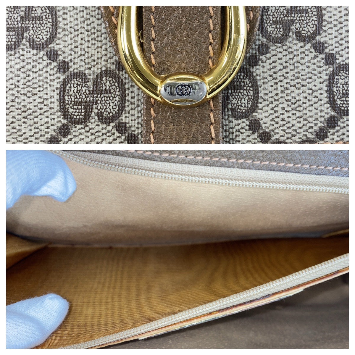 14303
GUCCI グッチ オールドグッチ ベージュ ゴールド金具 GGスプリームキャンバス / レザー 904 02 050 斜め掛け ショルダーバッグ メッセンジャーバッグ  レディース