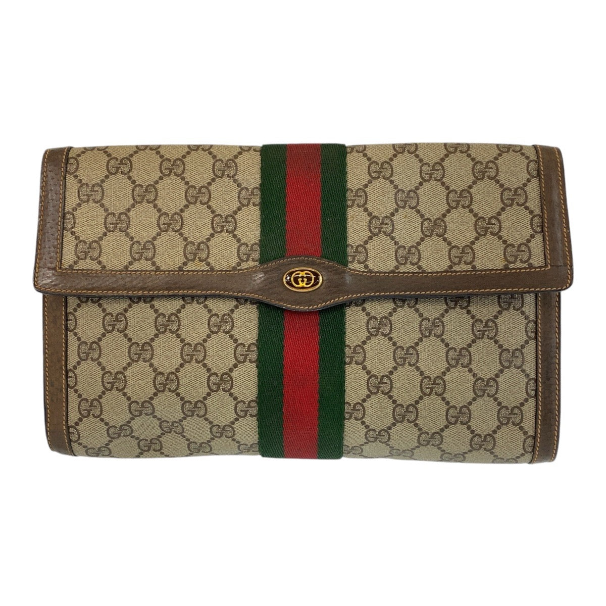 14305
GUCCI グッチ シェリーライン オールドグッチ ベージュ ブラウン GGスプリームキャンバス / レザー 89 01 007 クラッチバッグ  レディース