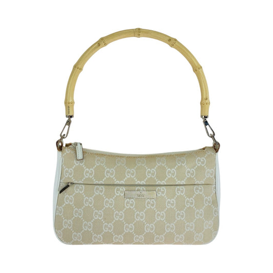 14306
GUCCI グッチ バンブー ホワイト シルバー金具 GGキャンバス / バンブー 001 3870 ショルダーバッグ  レディース
