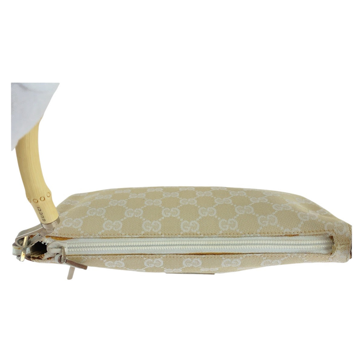 14306
GUCCI グッチ バンブー ホワイト シルバー金具 GGキャンバス / バンブー 001 3870 ショルダーバッグ  レディース