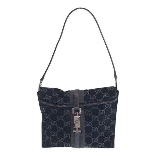 14307
GUCCI グッチ ジャッキーライン ブラック 黒 シルバー金具 スウェード / レザー 001 3734 ショルダーバッグ  レディース
