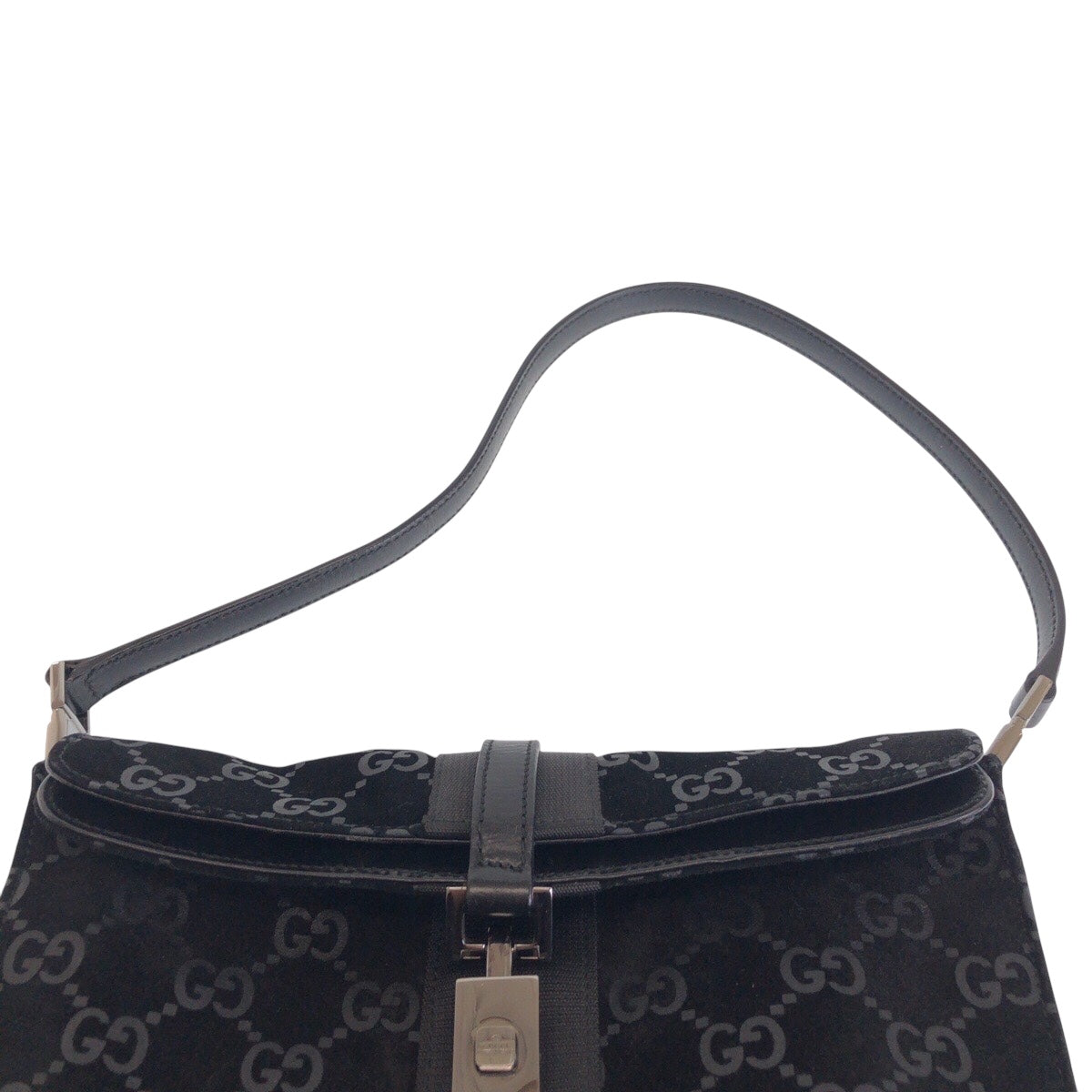 14307
GUCCI グッチ ジャッキーライン ブラック 黒 シルバー金具 スウェード / レザー 001 3734 ショルダーバッグ  レディース