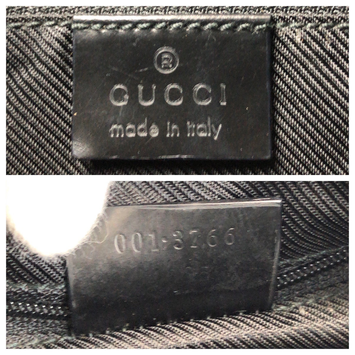 13846
GUCCI グッチ グレー ブラック 黒 シルバー金具 GGキャンバス / レザー 001 3766 ショルダーバッグ  レディース