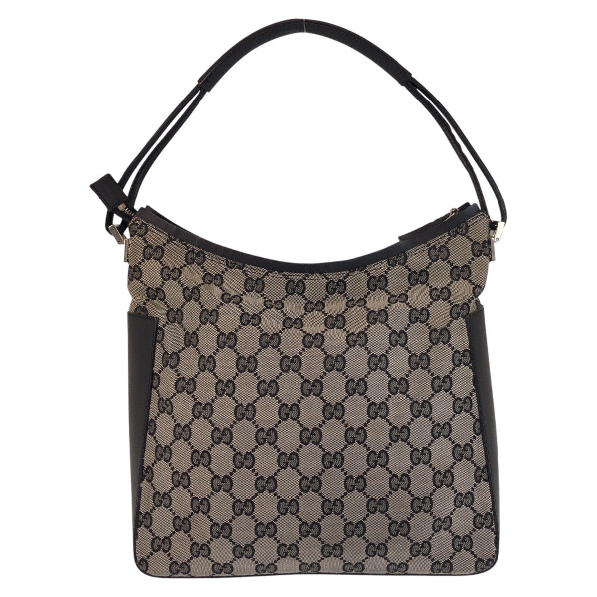 13846
GUCCI グッチ グレー ブラック 黒 シルバー金具 GGキャンバス / レザー 001 3766 ショルダーバッグ  レディース