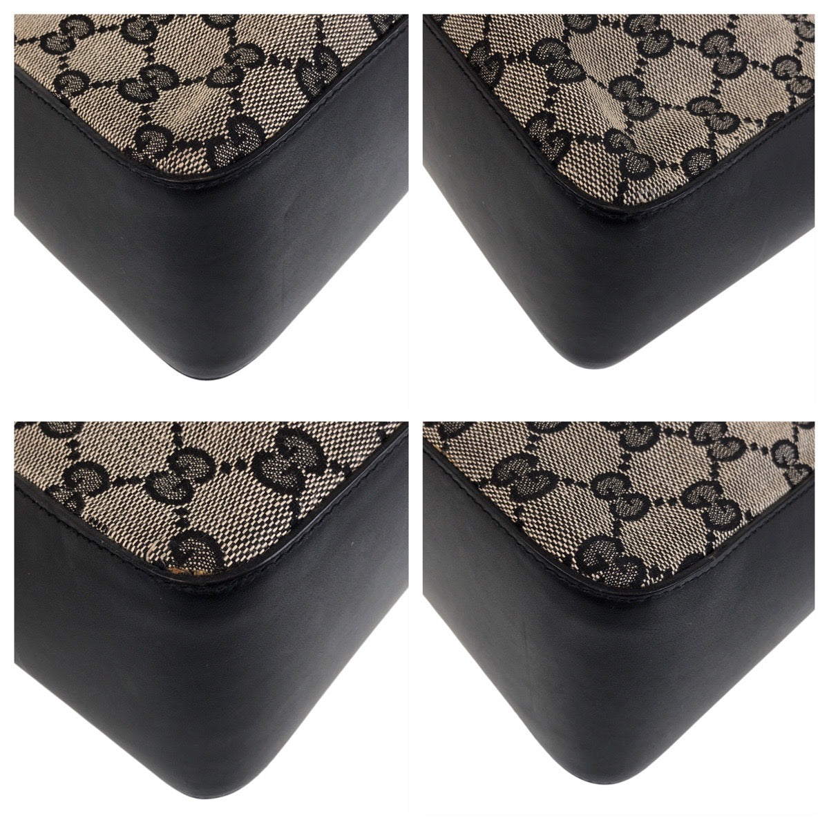 13846
GUCCI グッチ グレー ブラック 黒 シルバー金具 GGキャンバス / レザー 001 3766 ショルダーバッグ  レディース