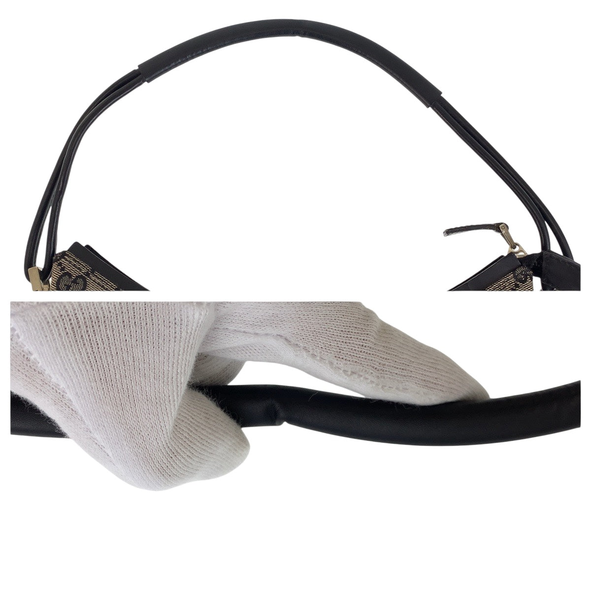 13846
GUCCI グッチ グレー ブラック 黒 シルバー金具 GGキャンバス / レザー 001 3766 ショルダーバッグ  レディース