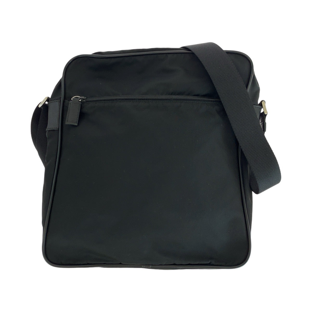 13847
PRADA プラダ テスート 三角ロゴプレート ブラック 黒 シルバー金具 ナイロン / レザー ショルダーバッグ ポシェット 男女兼用  レディース