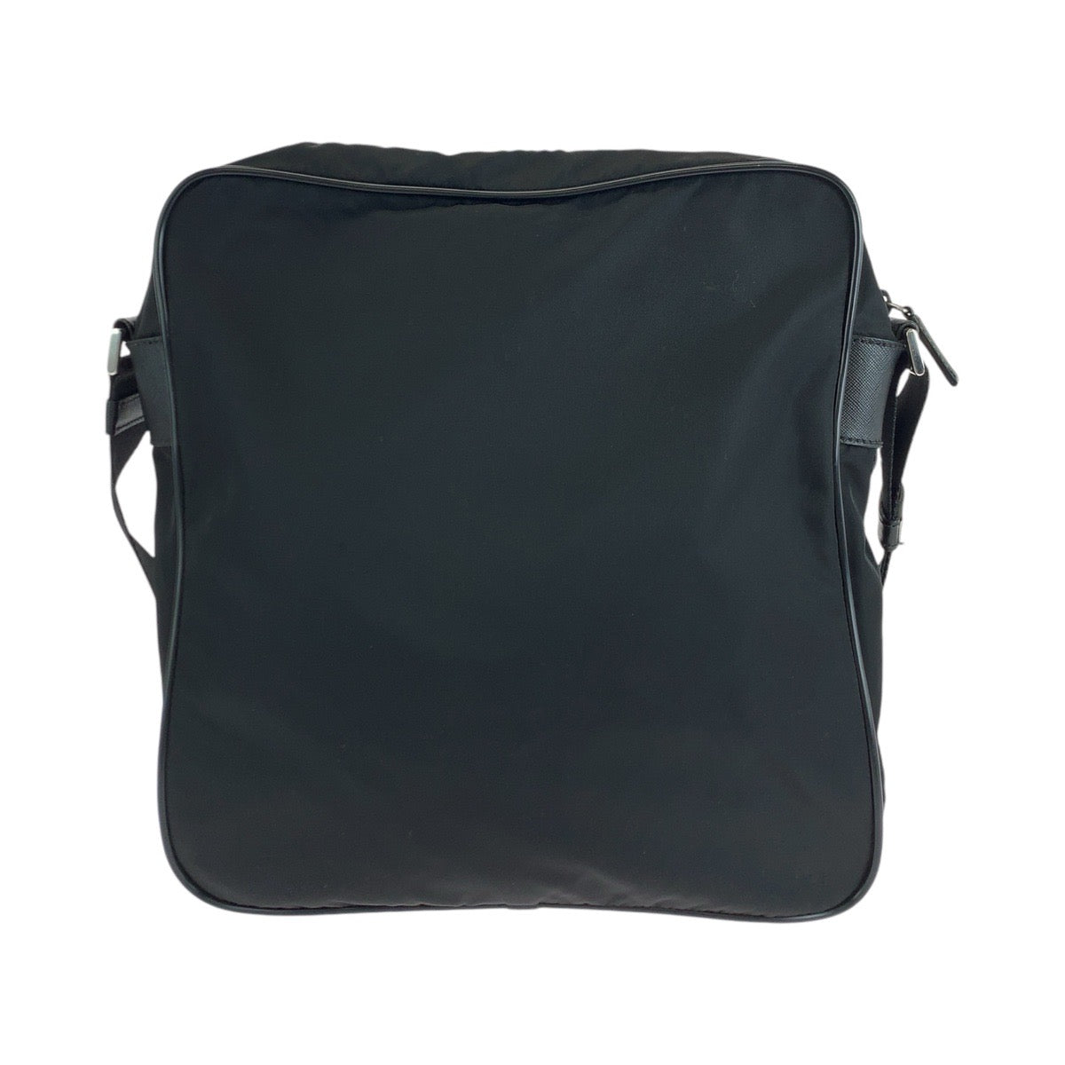 13847
PRADA プラダ テスート 三角ロゴプレート ブラック 黒 シルバー金具 ナイロン / レザー ショルダーバッグ ポシェット 男女兼用  レディース