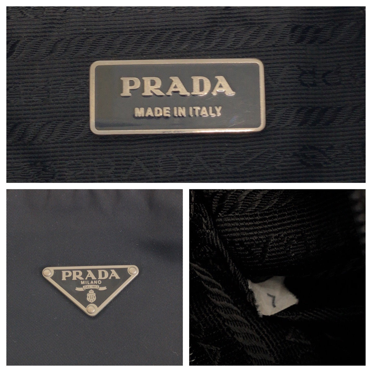 14310
PRADA プラダ テスート 三角ロゴプレート ブラック 黒 シルバー金具 ナイロン BR1096 ホーボー ショルダーバッグ  レディース