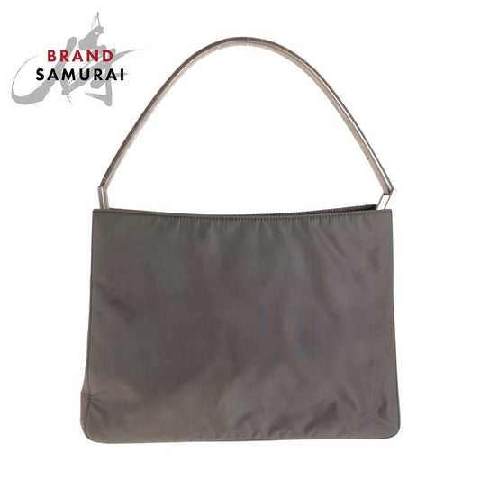 18025
PRADA プラダ テスート クロコ型押し グレー シルバー金具 ナイロン ハンドバッグ ショルダーバッグ  レディース AB33