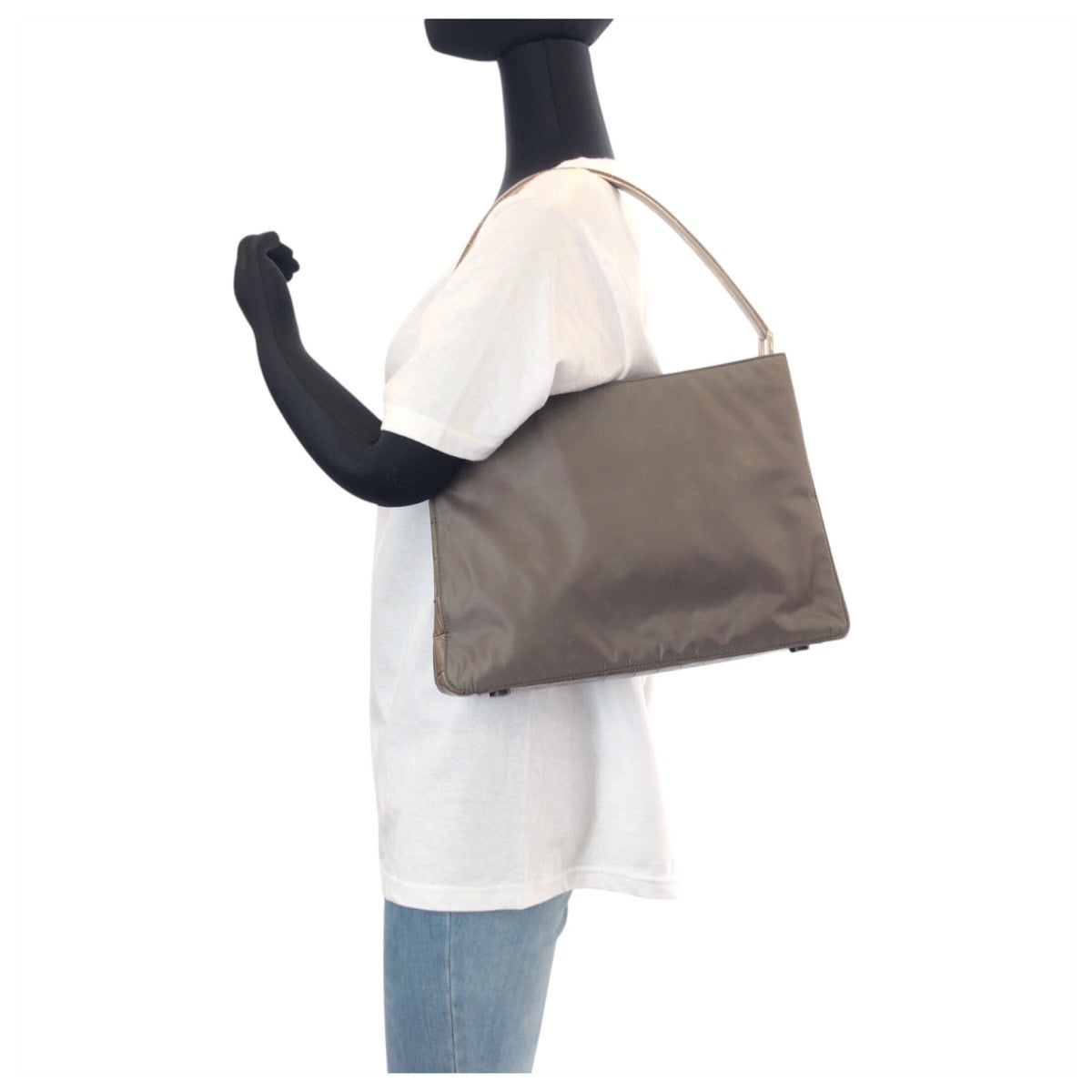 18025
PRADA プラダ テスート クロコ型押し グレー シルバー金具 ナイロン ハンドバッグ ショルダーバッグ  レディース AB33