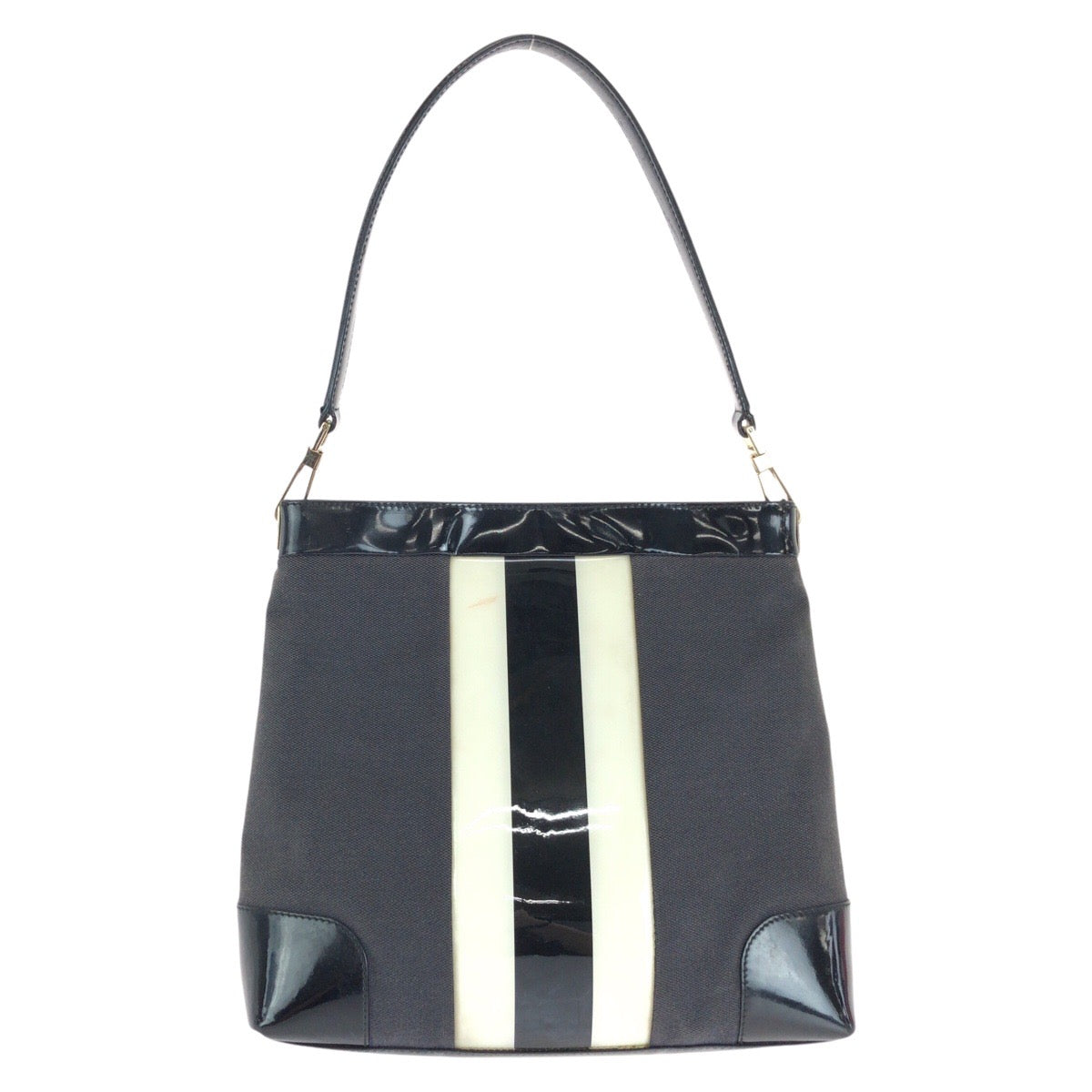 14311
GUCCI グッチ シェリーライン ブラック 黒 ゴールド金具 エナメル / キャンバス 001 4231 ショルダーバッグ  レディース