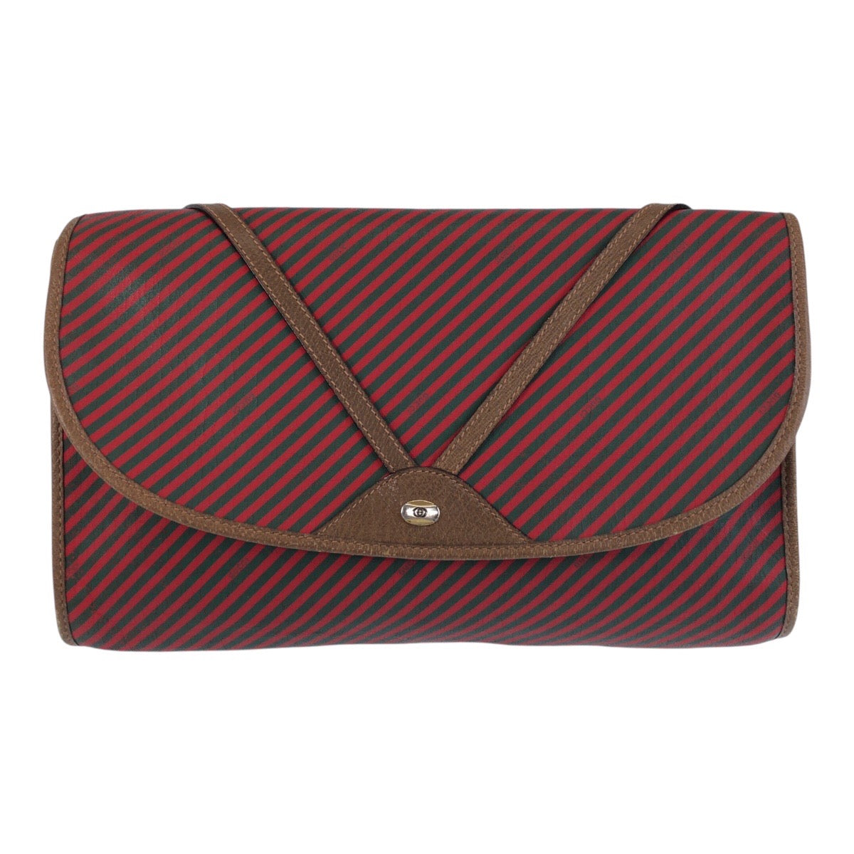 13849
GUCCI グッチ ヴィンテージ オールドグッチ レッド ブラウン キャンバス / レザー 89 01 031 クラッチバッグ セカンドバッグ  レディース