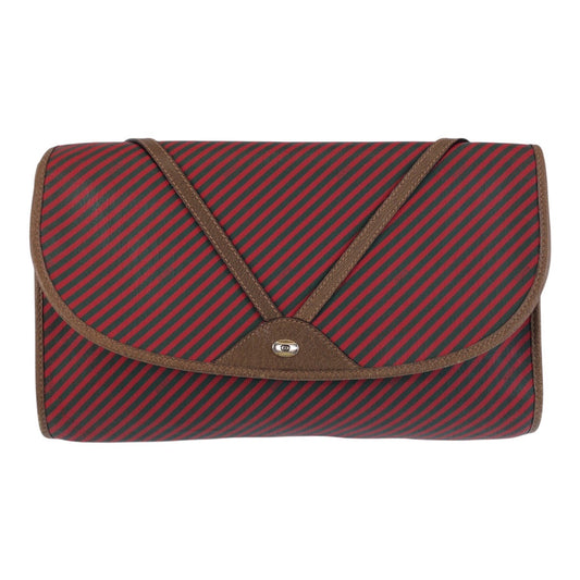 13849
GUCCI グッチ ヴィンテージ オールドグッチ レッド ブラウン キャンバス / レザー 89 01 031 クラッチバッグ セカンドバッグ  レディース
