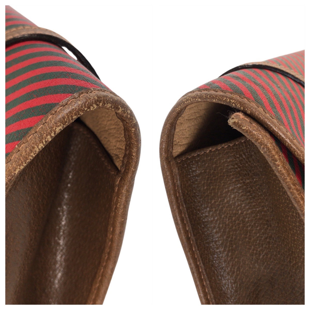 13849
GUCCI グッチ ヴィンテージ オールドグッチ レッド ブラウン キャンバス / レザー 89 01 031 クラッチバッグ セカンドバッグ  レディース