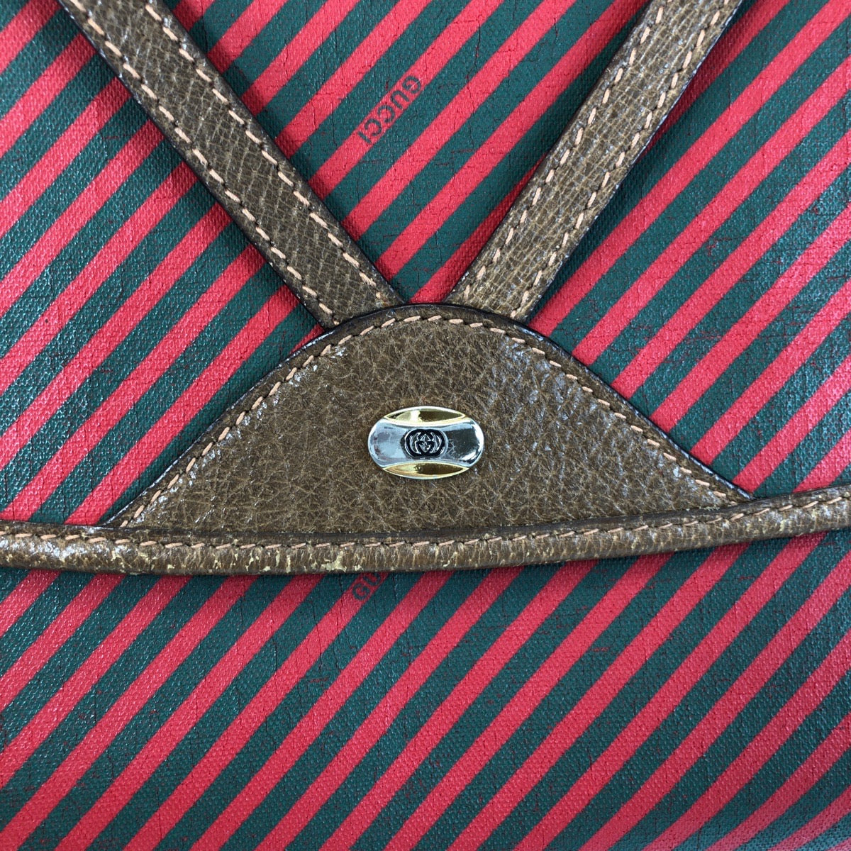 13849
GUCCI グッチ ヴィンテージ オールドグッチ レッド ブラウン キャンバス / レザー 89 01 031 クラッチバッグ セカンドバッグ  レディース