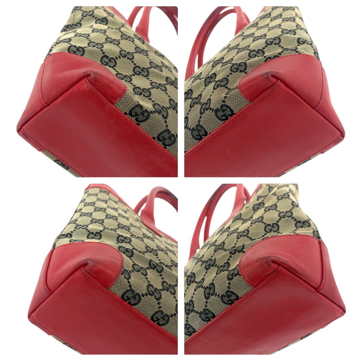 14312
GUCCI グッチ レッド グレー ゴールド金具 GGキャンバス / レザー 002 1119 トートバッグ ショルダーバッグ  レディース
