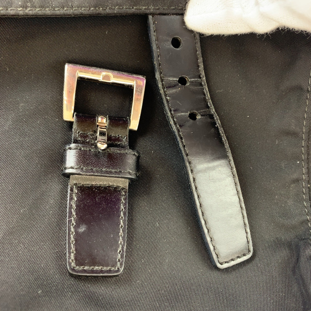 14316
PRADA プラダ テスート 三角ロゴプレート ブラック 黒 シルバー金具 ナイロン / レザー ショルダーバッグ ポシェット  レディース