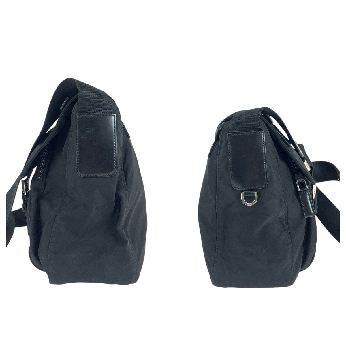 14316
PRADA プラダ テスート 三角ロゴプレート ブラック 黒 シルバー金具 ナイロン / レザー ショルダーバッグ ポシェット  レディース