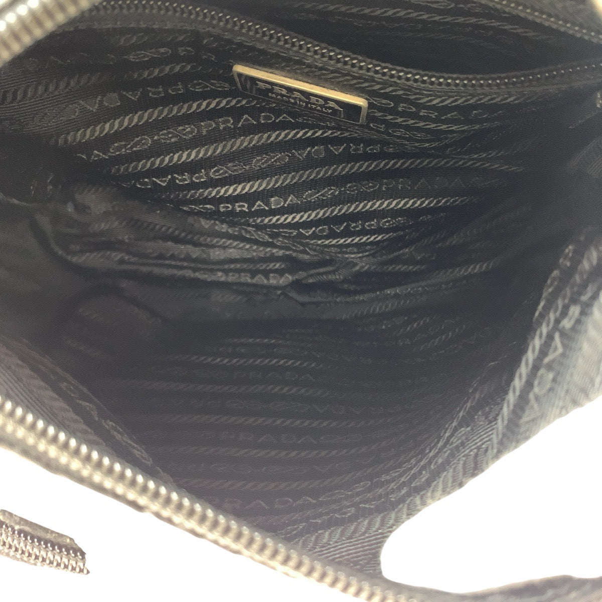 14316
PRADA プラダ テスート 三角ロゴプレート ブラック 黒 シルバー金具 ナイロン / レザー ショルダーバッグ ポシェット  レディース
