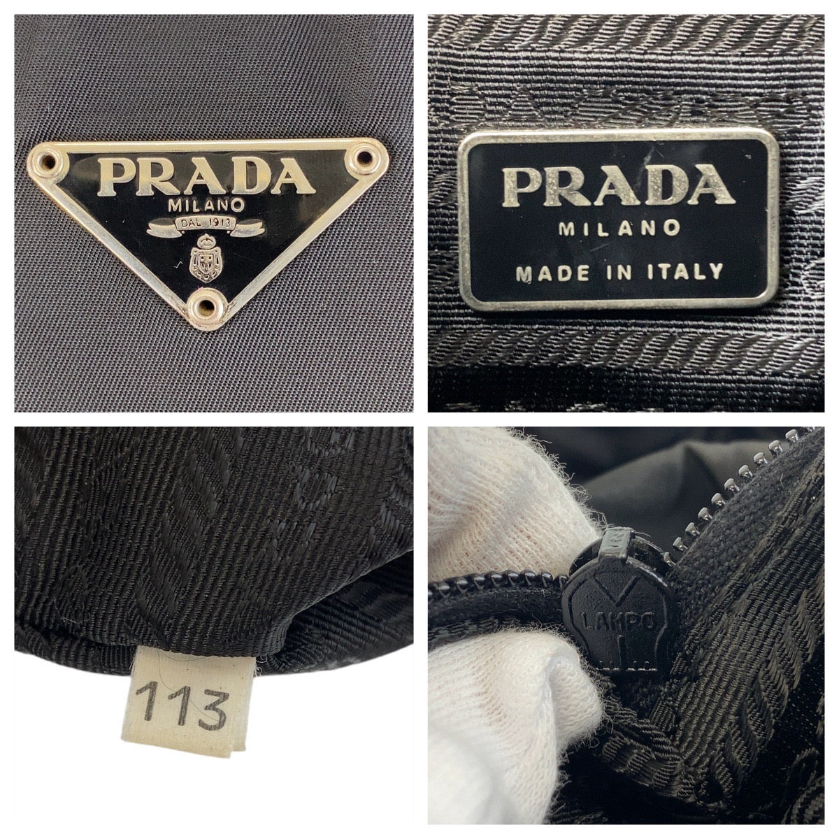 14317
PRADA プラダ テスート 三角ロゴプレート ブラック 黒 シルバー金具 ナイロン トートバッグ ショルダーバッグ  レディース