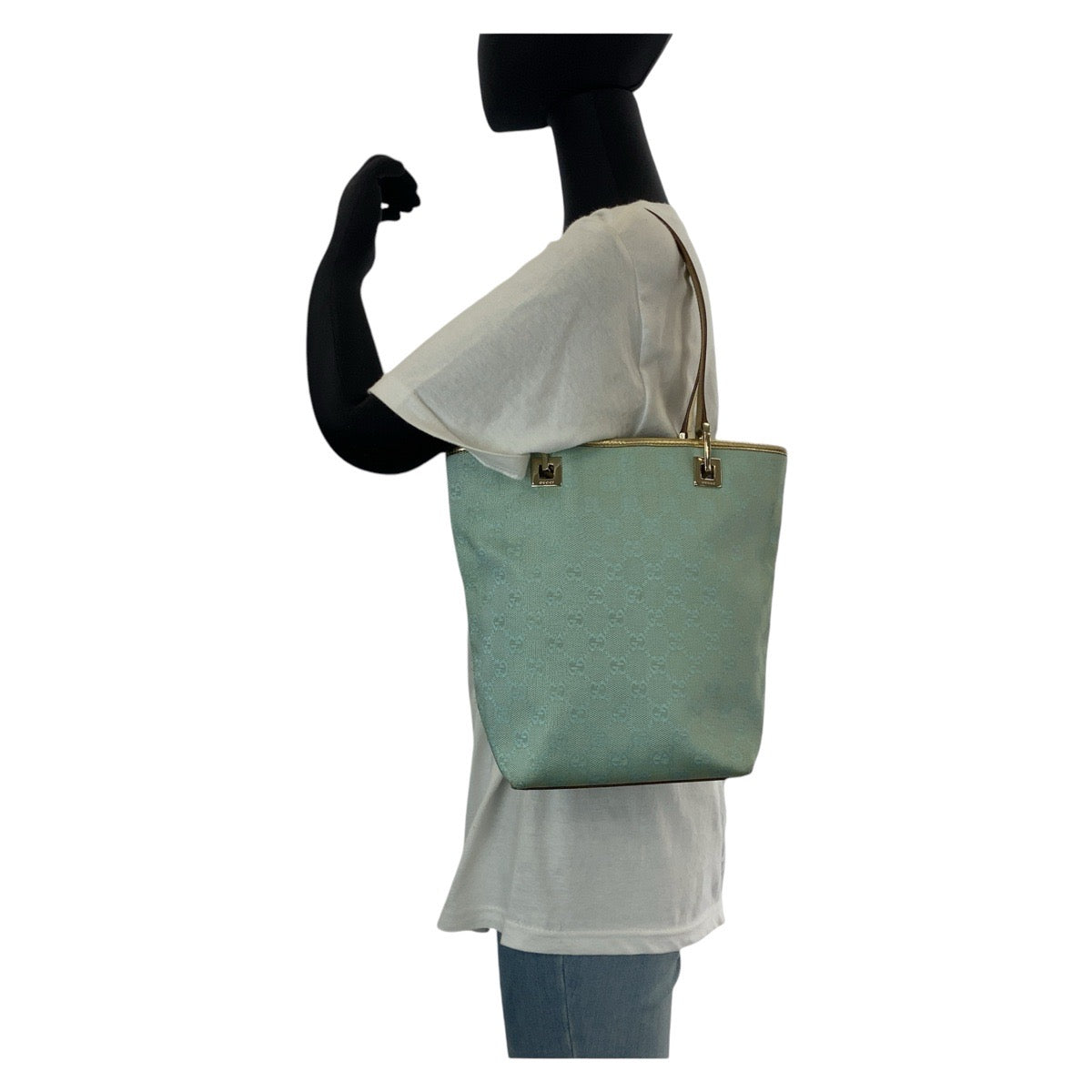 18023
GUCCI グッチ エメラルドグリーン ゴールド金具 GGキャンバス / レザー 002 1099 トートバッグ ハンドバッグ  レディース AB33
