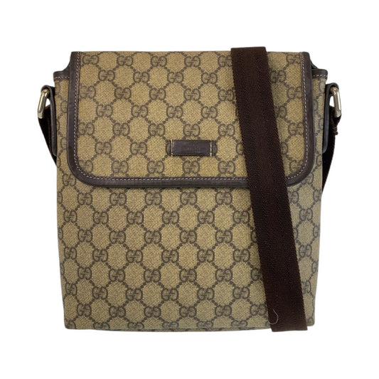 14318
GUCCI グッチ ブラウン GGスプリームキャンバス 223666 斜め掛け ショルダーバッグ メッセンジャーバッグ  レディース