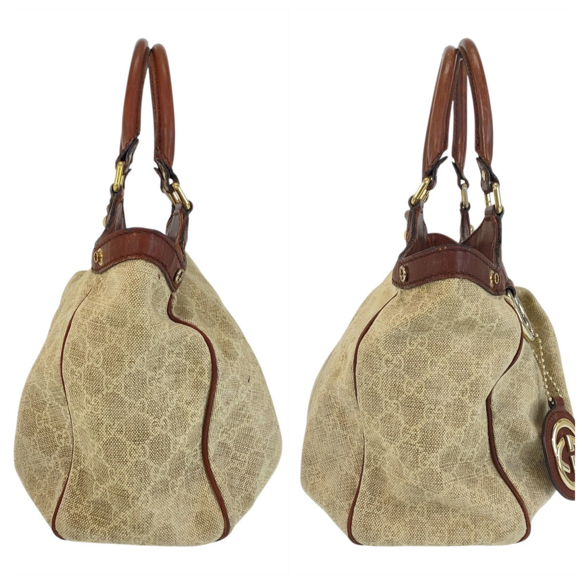 14319
GUCCI グッチ スーキー ベージュ ブラウン ゴールド金具 GGキャンバス / レザー 211944 トートバッグ ショルダーバッグ  レディース