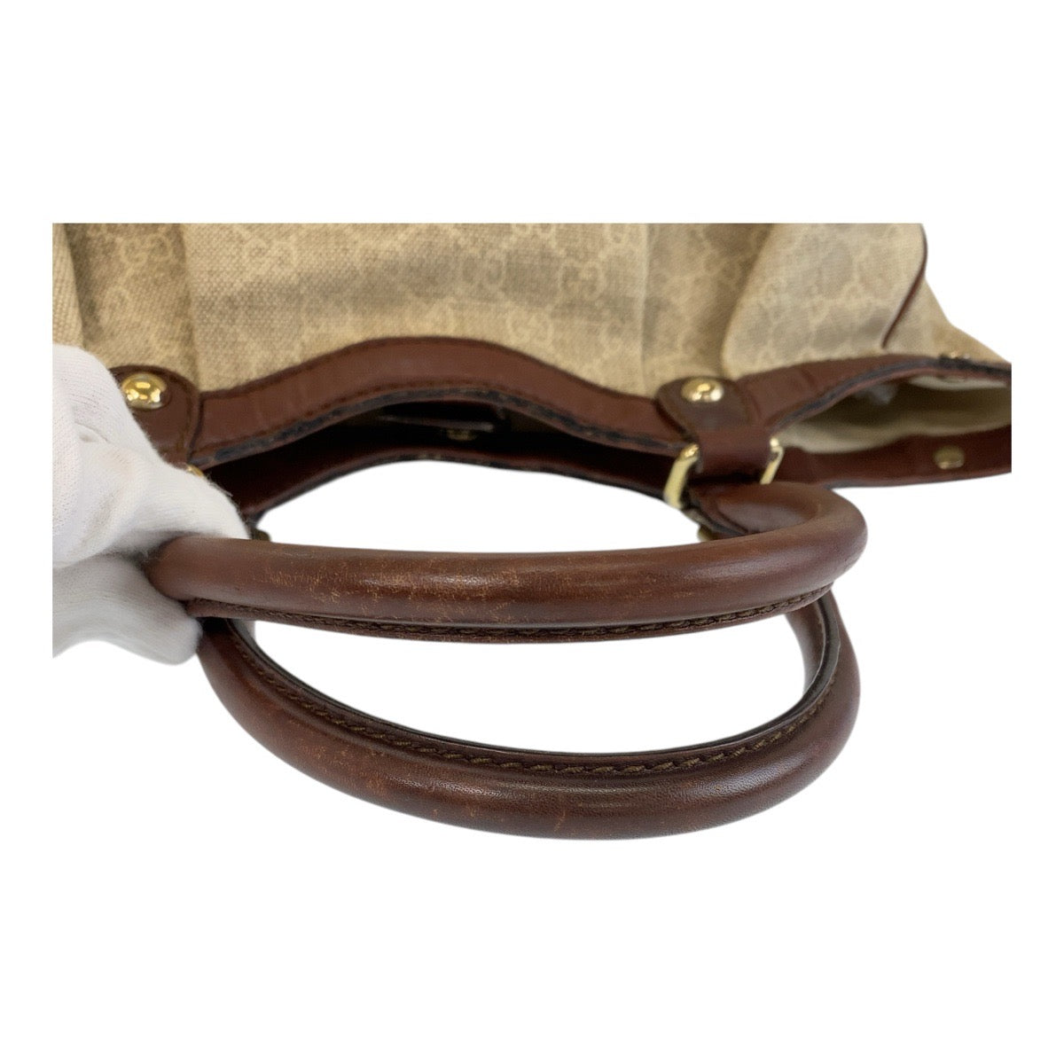 14319
GUCCI グッチ スーキー ベージュ ブラウン ゴールド金具 GGキャンバス / レザー 211944 トートバッグ ショルダーバッグ  レディース