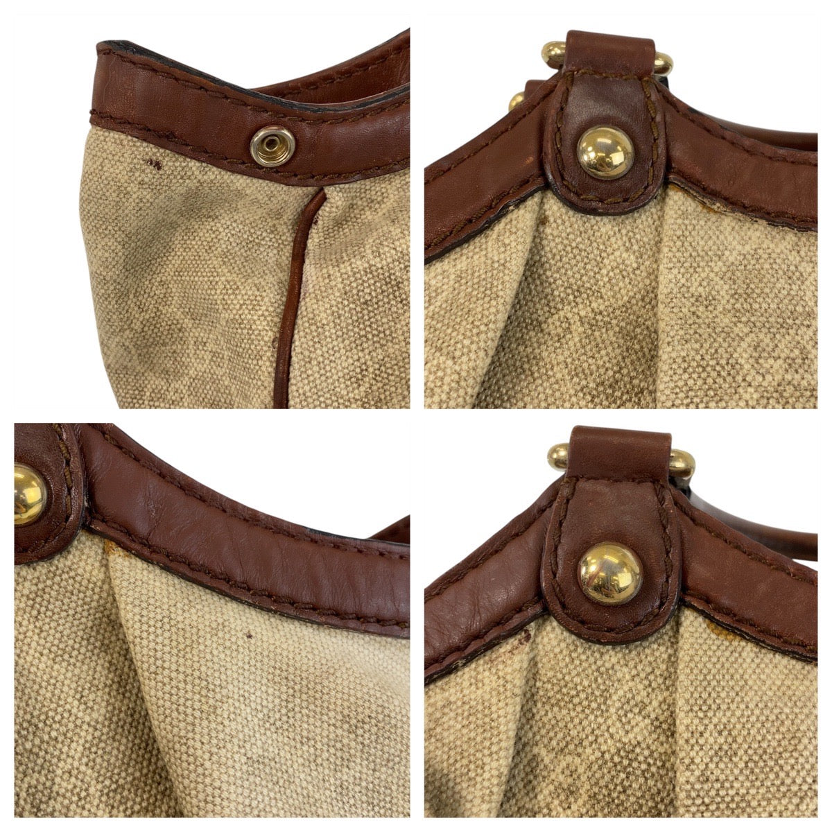 14319
GUCCI グッチ スーキー ベージュ ブラウン ゴールド金具 GGキャンバス / レザー 211944 トートバッグ ショルダーバッグ  レディース
