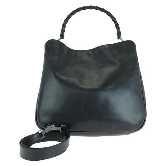 14320
GUCCI グッチ バンブー ブラック 黒 シルバー金具 レザー 001 1577 ショルダーバッグ 2way  レディース