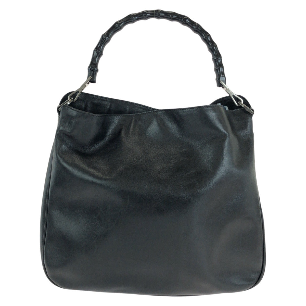 14320
GUCCI グッチ バンブー ブラック 黒 シルバー金具 レザー 001 1577 ショルダーバッグ 2way  レディース