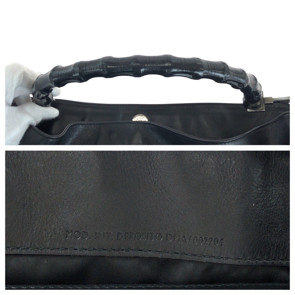 14320
GUCCI グッチ バンブー ブラック 黒 シルバー金具 レザー 001 1577 ショルダーバッグ 2way  レディース