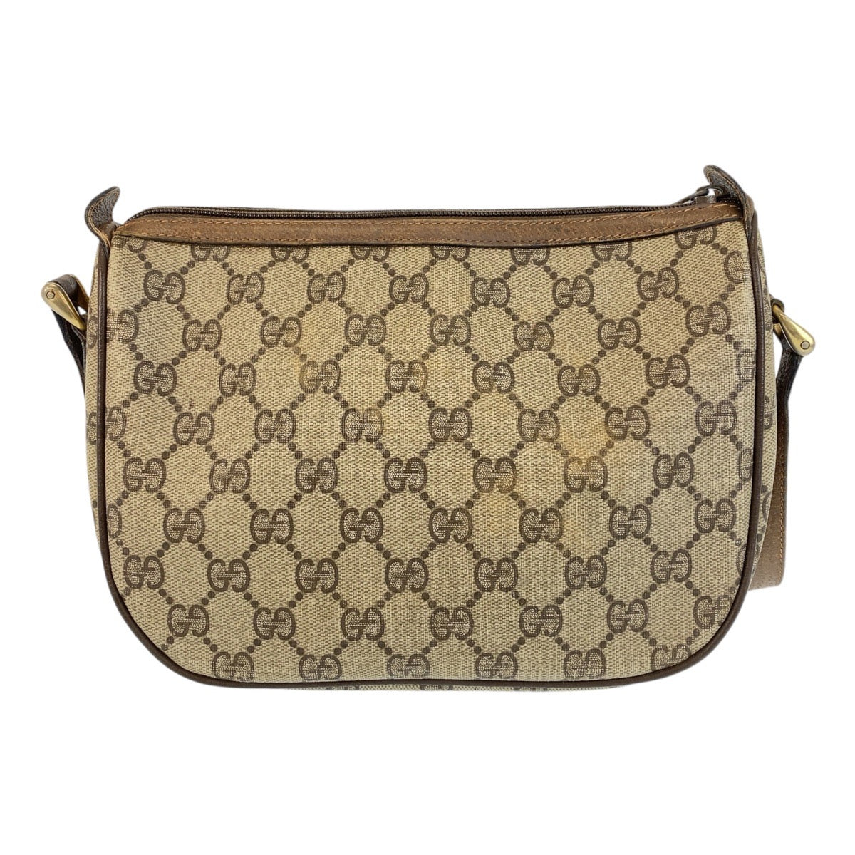 14321
GUCCI グッチ シェリーライン オールドグッチ ベージュ ブラウン ゴールド金具 GGスプリームキャンバス / レザー 89 02 032 斜め掛け ショルダーバッグ ポシェット  レディース