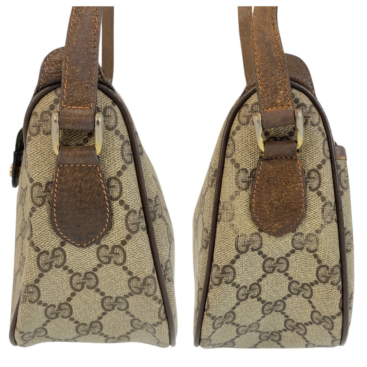 14321
GUCCI グッチ シェリーライン オールドグッチ ベージュ ブラウン ゴールド金具 GGスプリームキャンバス / レザー 89 02 032 斜め掛け ショルダーバッグ ポシェット  レディース