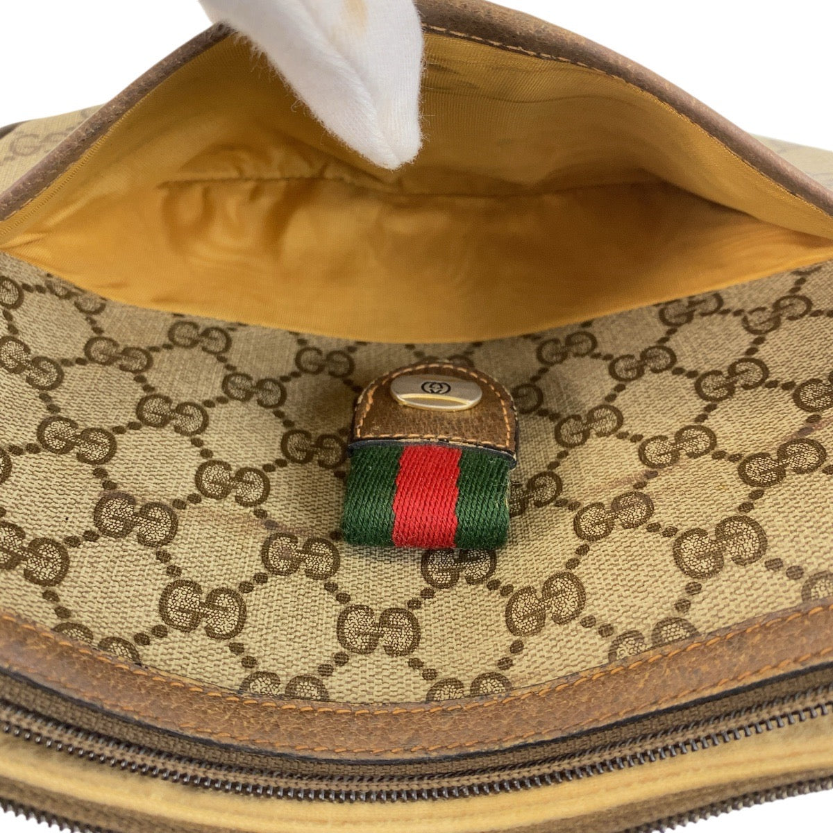 14321
GUCCI グッチ シェリーライン オールドグッチ ベージュ ブラウン ゴールド金具 GGスプリームキャンバス / レザー 89 02 032 斜め掛け ショルダーバッグ ポシェット  レディース