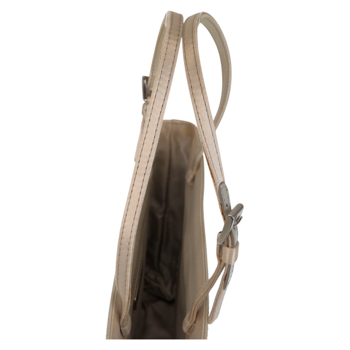 13851
PRADA プラダ ロゴ ホワイト シルバー金具 パテントレザー ハンドバッグ トートバッグ  レディース