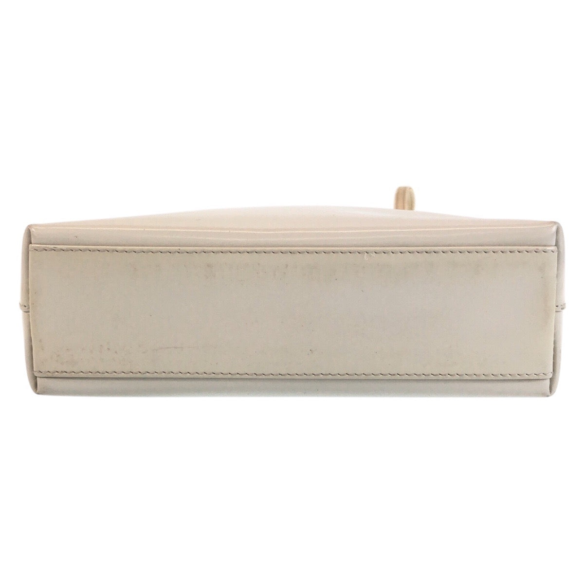 13851
PRADA プラダ ロゴ ホワイト シルバー金具 パテントレザー ハンドバッグ トートバッグ  レディース