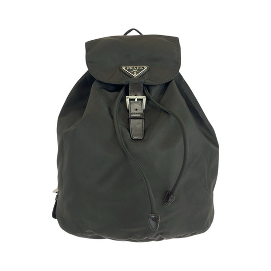14322
PRADA プラダ テスート 三角ロゴプレート ブラウン シルバー金具 ナイロン / レザー リュック・デイパック バックパック  レディース