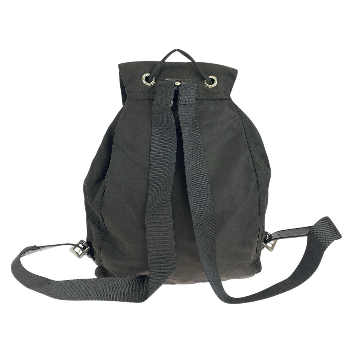 14322
PRADA プラダ テスート 三角ロゴプレート ブラウン シルバー金具 ナイロン / レザー リュック・デイパック バックパック  レディース